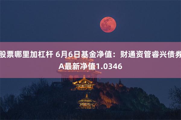 股票哪里加杠杆 6月6日基金净值：财通资管睿兴债券A最新净值1.0346