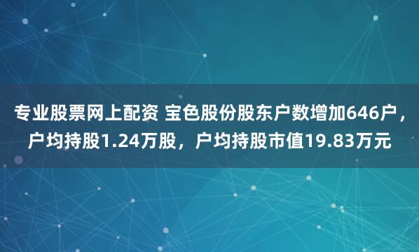 专业股票网上配资 宝色股份股东户数增加646户，户均持股1.24万股，户均持股市值19.83万元